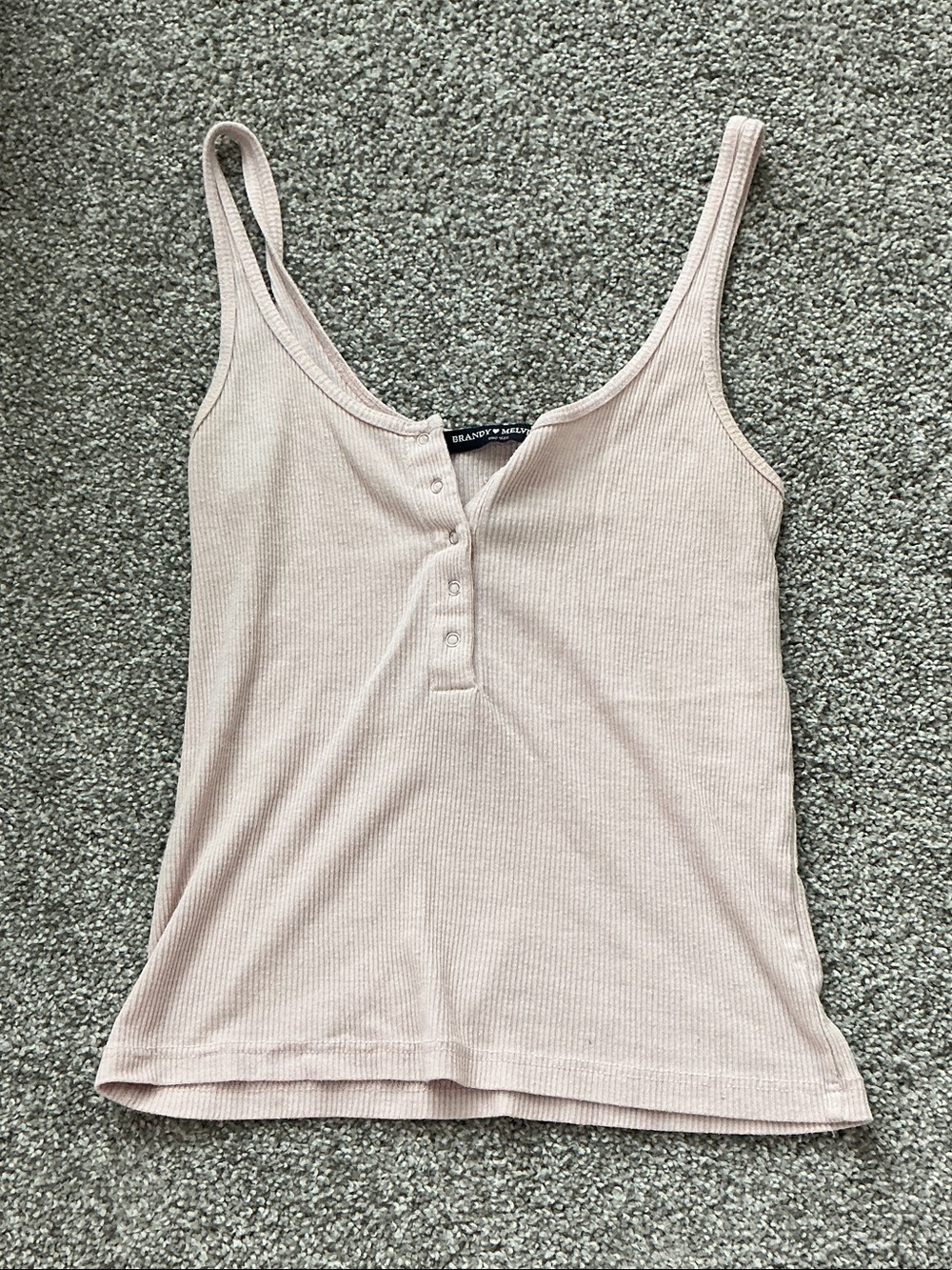 Brandy Melville Pale Blush Ribbed Henley Tank